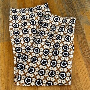 Anthropologie Maeve Colette Floral Trousers in Brown and White - size 28